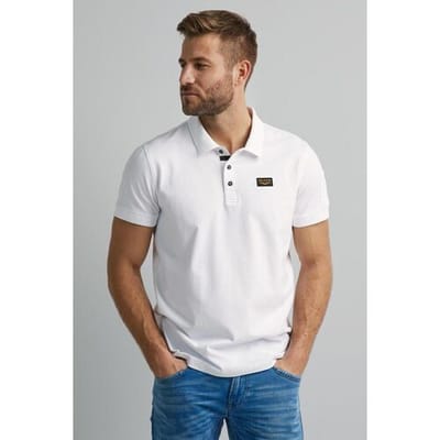PME legend witte heren polo   American Classic   Rib kraag   Regular fit   Knoopsluiting   Duurzaam   Korte mouw Wit XXXXL