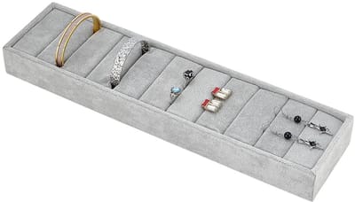 Dailygoods- Sieradenhouder Luxe Fluweel - Organizer voor Armbanden/Ringen - Sieraden Doosje - Compact Formaat 34,2 x 8,7 x 3,5 cm - Krasbestendig - Sieradendoos