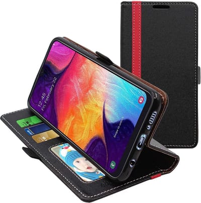 ebestStar - Hoes geschikt voor Samsung A30 Galaxy SM-A305F, Wallet Etui, Book case hoesje, Zwart, Rood