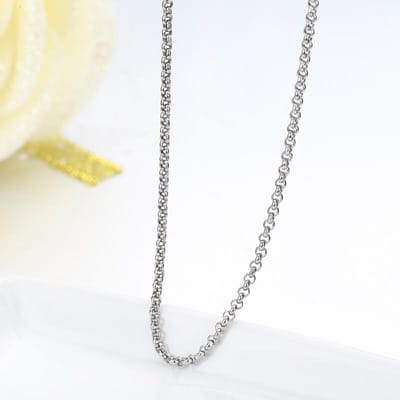 Collier Chaîne Rolo Cercle en Argent Sterling 925 40-90cm Femme Fille Bijoux Italie Kolye Collares Collane Collier Ketting Sieraden 90cm white