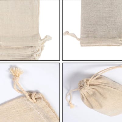 Jutezakjes 10 Stuks - Jute Cadeauzakjes - Trekkoord - Herbruikbaar - 20 x 30 cm - Sterk Katoen/Linnen - Cadeautas