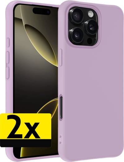 Hoesje - 2 Stuks - Geschikt voor Apple iPhone 16 Pro - Sterk & Shockproof - Case Siliconen - Back Cover - Telefoon Hoes - Telefoonhoesjes - Lila