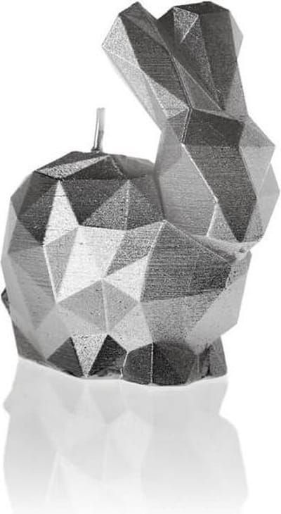 Candellana figuurkaars Konijn - Zilver gelakt - paasdecoratie - pasen - pasen decoratie