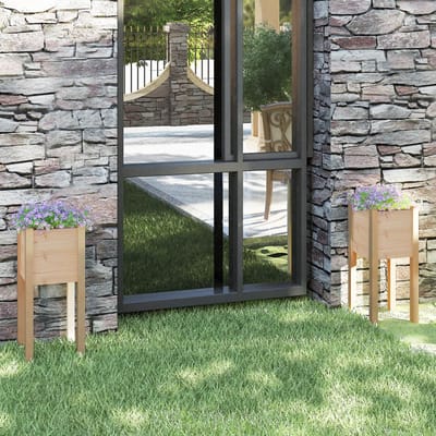 vidaXL - Plantenbakken - 2 - st - 31x31x70 - cm - massief - grenenhout
