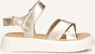 Ton & Ton Meisjes Platte sandalen - Alba - Goud - Leer - Plateauzool - Maat 31