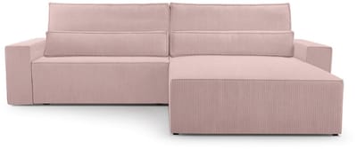 Hoekbank met Slaapfunctie - 297 x 200 x 85 cm - Comfortabele en Stijlvolle Familiebank - DENVER L - Poso 145 Roze