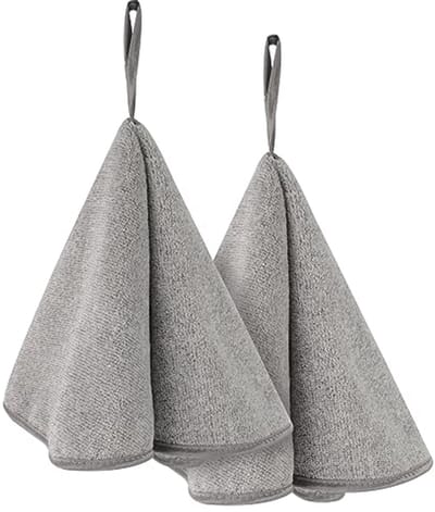Super Zachte Microvezel Keukendoeken - Ronde Handdoeken voor Keuken en Badkamer (Grijs, 2-pack 50 x 50 cm)