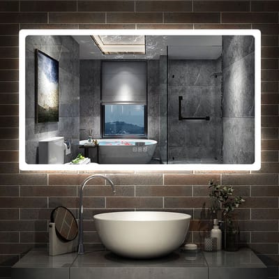 AICA Badkamerspiegel 160x80 cm met Bluetooth en Tijd - 3 LED standen - Dimbaar - Anti-Condens - Geheugen Rechthoek Wandspiegel met Warm/Neutraal/Koud Wit IP44