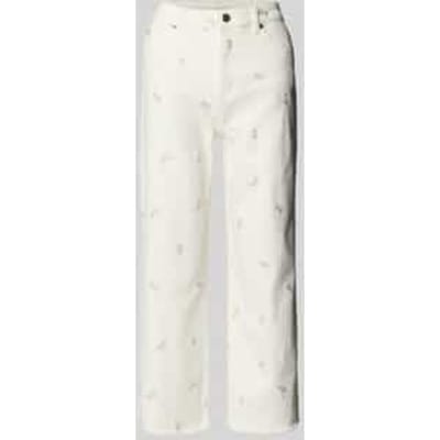 Straight leg jeans met borduurwerk en rafelrand