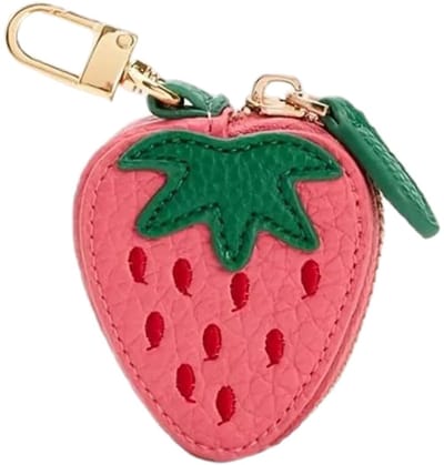 Dailygoods- Portemonnee met aardbeienontwerp - Muntportemonnee - Sleutelhouder - Mini-portemonnee - Compact - Kleurig en praktisch