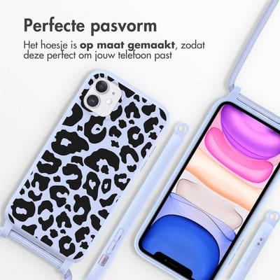 imoshion Hoesje - Geschikt voor Apple iPhone 11 - Siliconen design hoesje met koord - Animal Lila