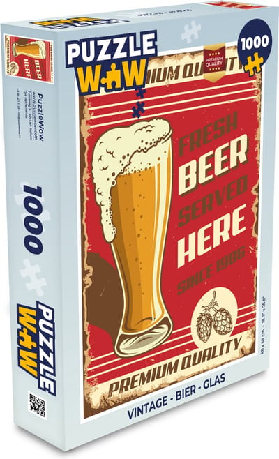 Puzzel Vintage - Quotes - 'Premium quality fresh beer served here since 1986 premium quality' - Spreuken - Legpuzzel - Puzzel 1000 stukjes volwassenen