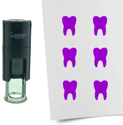 CombiCraft Stempel Tand of Kies 10mm rond - paarse inkt