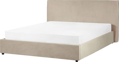LAVAUR - Bed met opbergruimte - Taupe - 160 x 200 cm - Fluweel