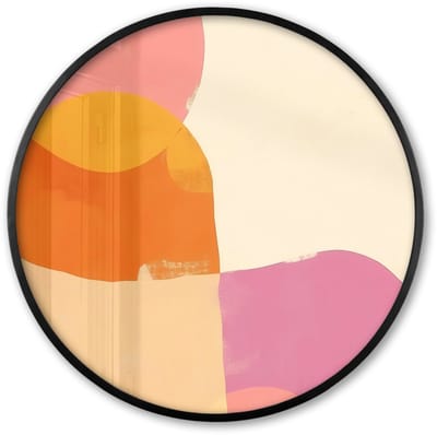 Poster in lijst Rond - Fotolijst 60x60 cm - Posters - Vormen - Abstract - Kleurrijk - Ronde posterlijst zwart - Decoratie - Wanddecoratie woonkamer - Muurdecoratie slaapkamer