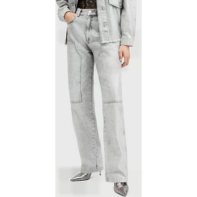 AllSaints Mia Carpenter Jean Coated Silver Maat: W30 | Straight Jeans Outlet | Dames | Zilver