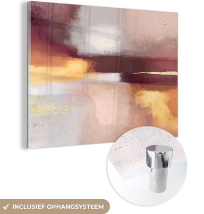 MuchoWow® Glasschilderij 120x90 cm - Schilderij acrylglas - Verf - Abstract - Pastel - Foto op glas - Schilderijen