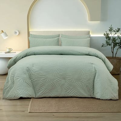 La'Moussawi ® Luxueus en Comfortabel Dekbed met Bladerpatroon voor Alle Seizoenen en Twee Kussenslopen