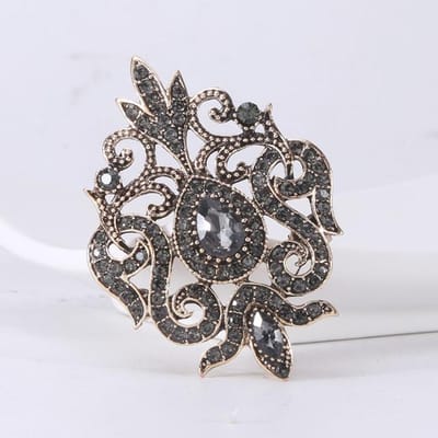 Retro Modelegering Holle Barok Geometrisch Glas Strass Broche Exquisiet Temperament Sieraden Kraagspeld gray