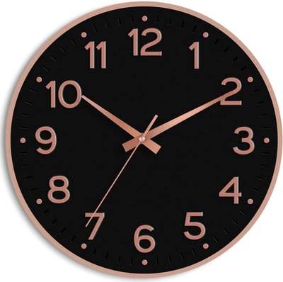Daity Wandklok - stille wandklok - moderne - tikvrije analoge klok - geschikt voor de inrichting van keuken - kantoor - badkamer en slaapkamer (wit en roségoud).