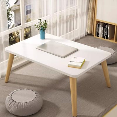 Moderne salontafel - Kleine bijzettafel - Woonkamer balkon - Duurzaam houtontwerp - 60 x 40 x 40 cm - Wit