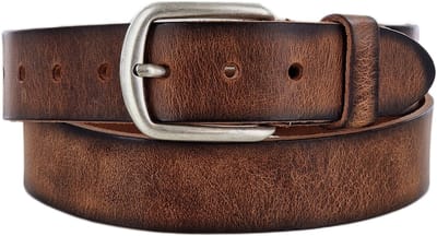 Stoere Leren Heren Riem | Kleur: Naturel | Heren Riem | 4cm breed | Riemmaat: 95 (totale lengte: 110cm) | 100% echt leer | Nikkelvrije gesp