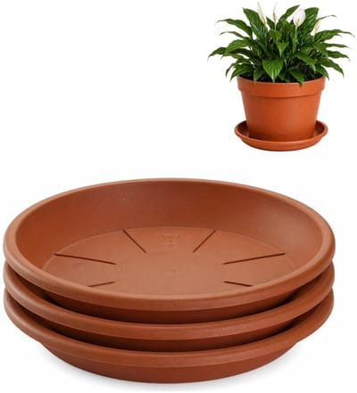 Plasticforte plantenpot onder schotel / water opvang schaal - 3x - terracotta - Dia 20 cm - Kunststof - voor pot met Dia 25/30 cm