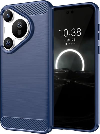 Hoesje geschikt voor Huawei Pura 70 - Techsuit Carbon Silicone Back Cover - Blauw