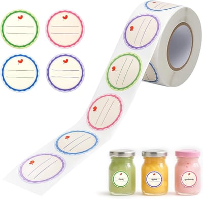 Ronde Zelfklevende Jamlabels in 4 Kleuren voor Potten, Flessen en Cadeauverpakking - 640 Stuks, Schrijfbaar en Verwijderbaar