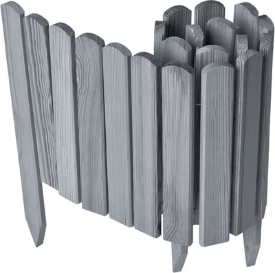 Garronda Rollborder - Flexibele houten - Gazonafscheiding - Palissade padenafscheiding - kan worden ingekort - Grijs - Hoogte: 30 cm, hekje 100 cm - GD-BRU-Rollborder100