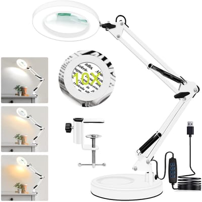 Unyqoos® Veelzijdige LED Vergrootlamp met Zwenkarm en Drie Kleurmodi voor Precisiewerk