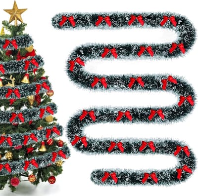 Groene kerstguirlande van 10 meter met strik - Perfect voor kerstdecoratie, feestversiering en sfeervolle aankleding