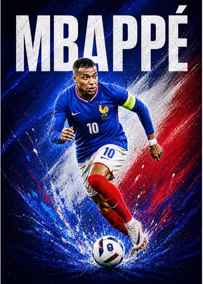 Kylian Mbappé Poster - 43 x 61 cm - WK Collection - Bekende Voetballer - Geschikt om in te lijsten - Voetbal Posters