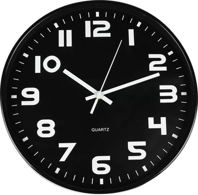 Benson Strakke zwarte wandklok - modern design - Ø30 cm - witte wijzers