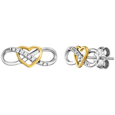 Julie Julsen Ohrstecker 925/- Sterling Silber rhodiniert/vergoldet 16 Zirkonia Infinity