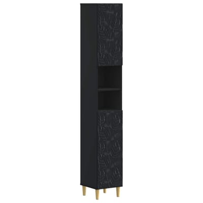 vidaXL - Badkamerkast - met - Open - Plank - DELFT - Zwart - 30 - x - 31 - x - 190 - cm