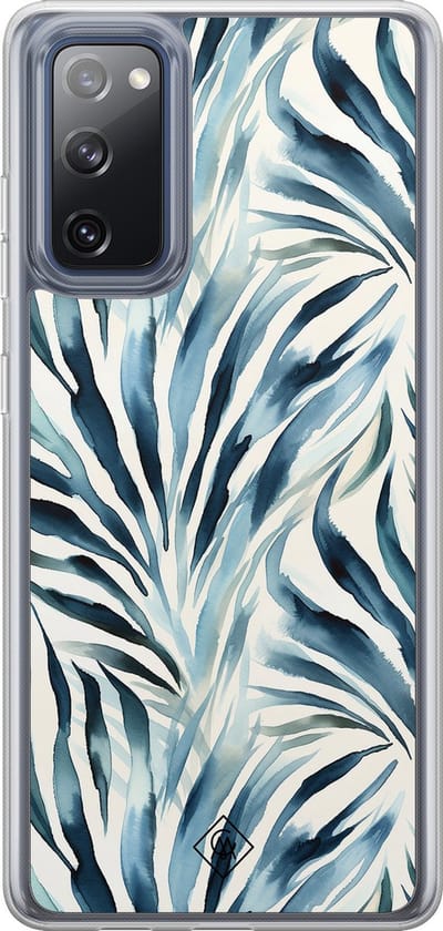 Casimoda® hoesje - Geschikt voor Samsung Galaxy S20 FE - Japandi Waves - 2-in-1 case - Schokbestendig - Water - Verhoogde randen - Blauw, Transparant