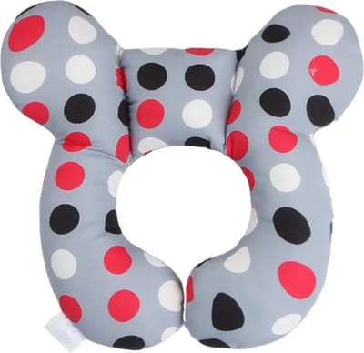 KimDo - Baby Maxi Cosi Steun Kussen - Grijs -Rood/Wit - Neksteun voor Baby's - Steunkussen voor Reiswieg - MaxiCosi Steunkussen - Slaapkussen - Baby de Auto - Babystoel Nek Steun - Slaapkussen - Autostoel Nekkussen / Kussen