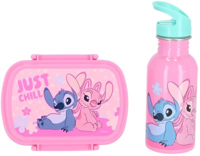 Lilo & Stitch Lunchset - Lunchbox - Aluminium Drinkfles - Roze
