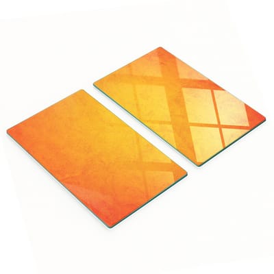 Keukenplanken van gehard glas met afbeeldingen, oranje gips, 2x30x52 cm