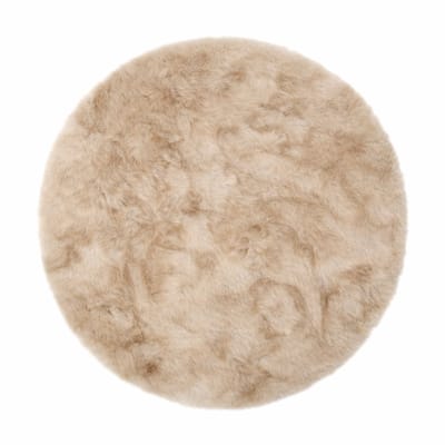 Moonay KNUFFEL Fluffy Vloerkleed – Beige / Zand – Ø 120 cm – Hoogpolig 30 mm Shaggy Tapijt – Zacht – Rond