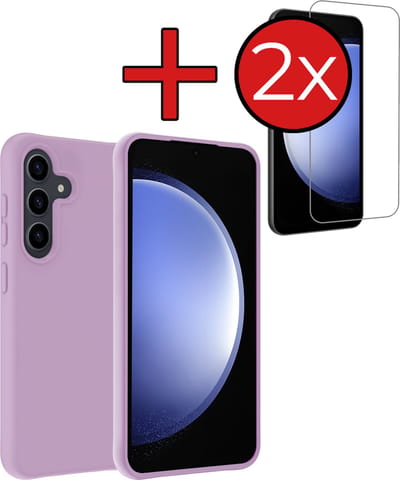 Hoesje - Met 2x Screenprotector - Geschikt voor Samsung Galaxy S23 FE - Sterk & Shockproof - Telefoon Hoes - Back Cover - Siliconen Case - Telefoonhoes - Lila