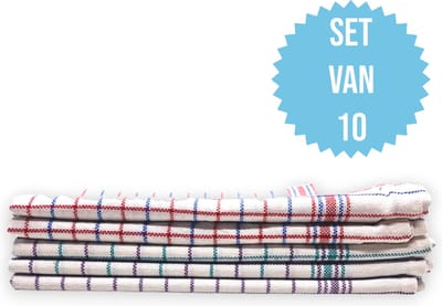 Bedlin - Keukenhanddoek - 105g (Restaurant / Horeca kwaliteit) - Groot formaat - Rood/Groen/Blauw/Paars - Set van 10 stuks