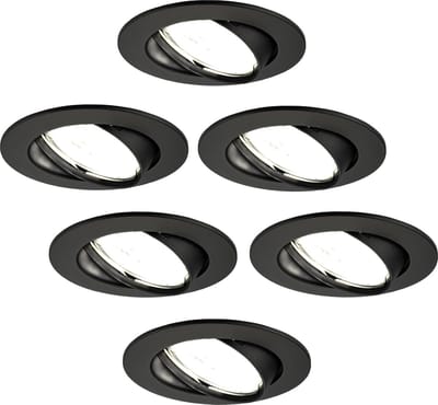 Ledvion - 6X LED Inbouwspot Amsterdam - Zwart - Dimbaar - 3W - 6500K - Ø82 mm