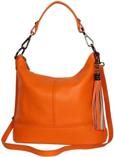 AmbraModa GLX09 - Dames handtas, schoudertas van echt leer. Oranje