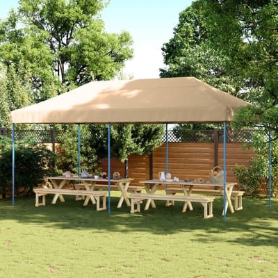 Partytent - Paviljoen Tent - Buitenfeesten Organiseren - Opvouwbaar Pop-up Design - 580 x 292 cm - Beige