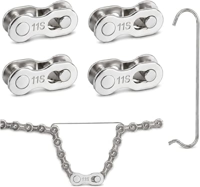 SnelShoppen - 4 Pairs Fiets Kettingslot 11-Weg met RVS Kettinghaak, 11-Speed Snelsluiting, Fiets Ketting Snelle Ontgrendeling voor MTB, Racefiets, Tre