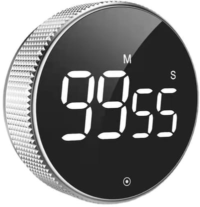 carmdering - Digitale Keuken Timer – Draaibare LED Countdown Timer met Groot Display | 0-99 Min & 3 Volumestanden | Magnetisch – Voor Koken, Studeren, Fitness & Vergadering – Zwart