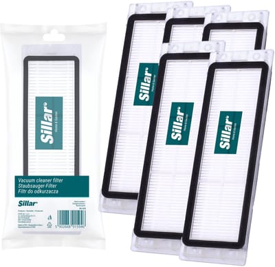 Sillar, set 5 stofzuigerfilter, HEPA, luchtfilter, geschikt voor robotstogzuiger Xiaomi Roborock E20 E25 E35 Lite C10 S5 S50, vervanging