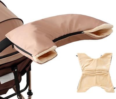 Kinderwagen Handmuff - Wandelwagen Accessoire - Warme Handen - Waterdicht & Ritsbaar - 56cm Lengte - Khaki